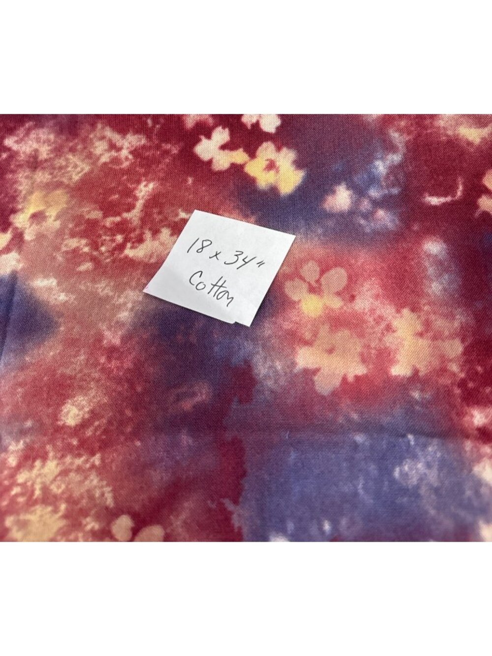Floral Tie-Dye Cotton Fabric Piece 18x34" Multicolor DIY Sewing - Picture 2 of 12